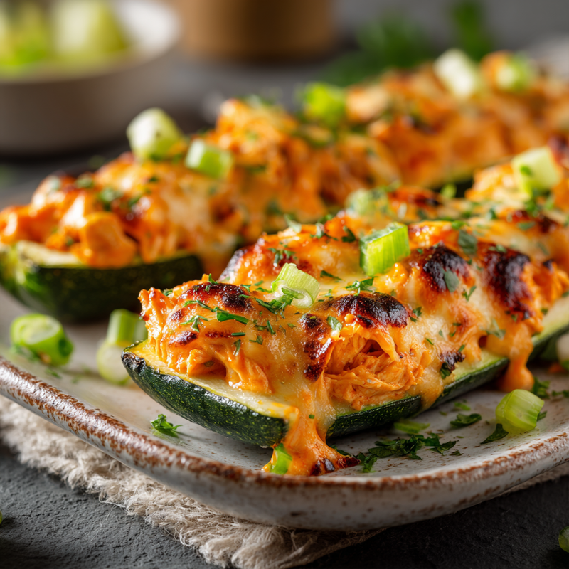 Buffalo Chicken Zucchini Boats (Easy, Healthy & Low Carb!)