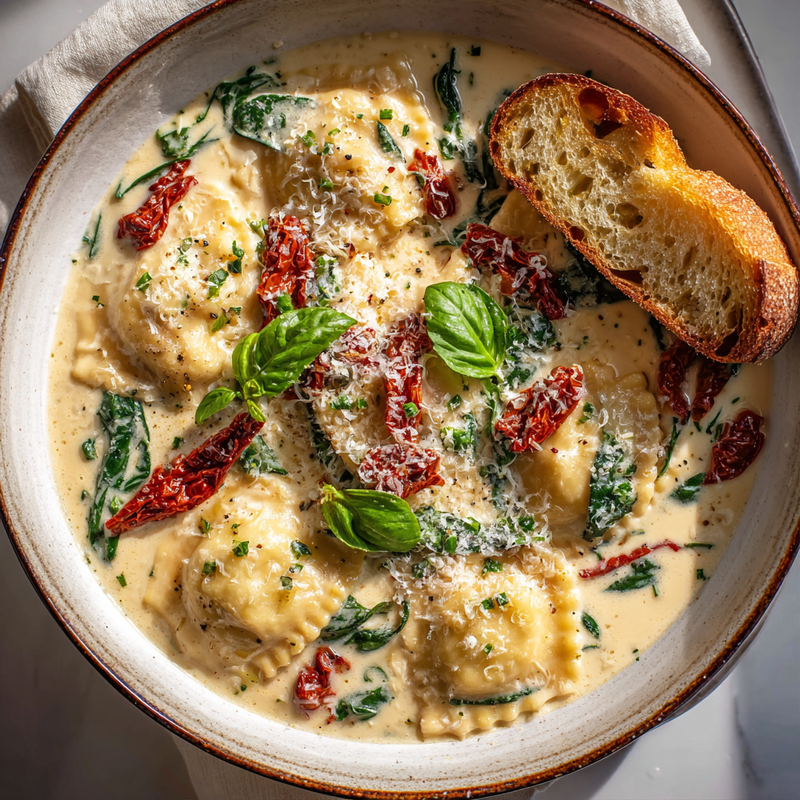 Creamy Tuscan Ravioli Soup: A Cozy Weeknight Delight