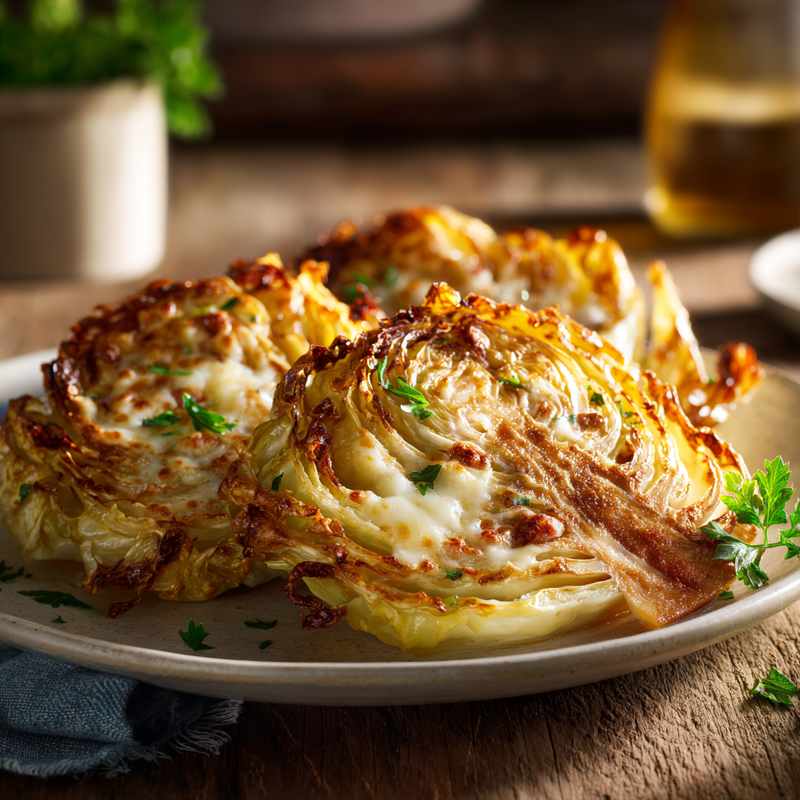 Crispy Cabbage Steaks with Cheese Recipe