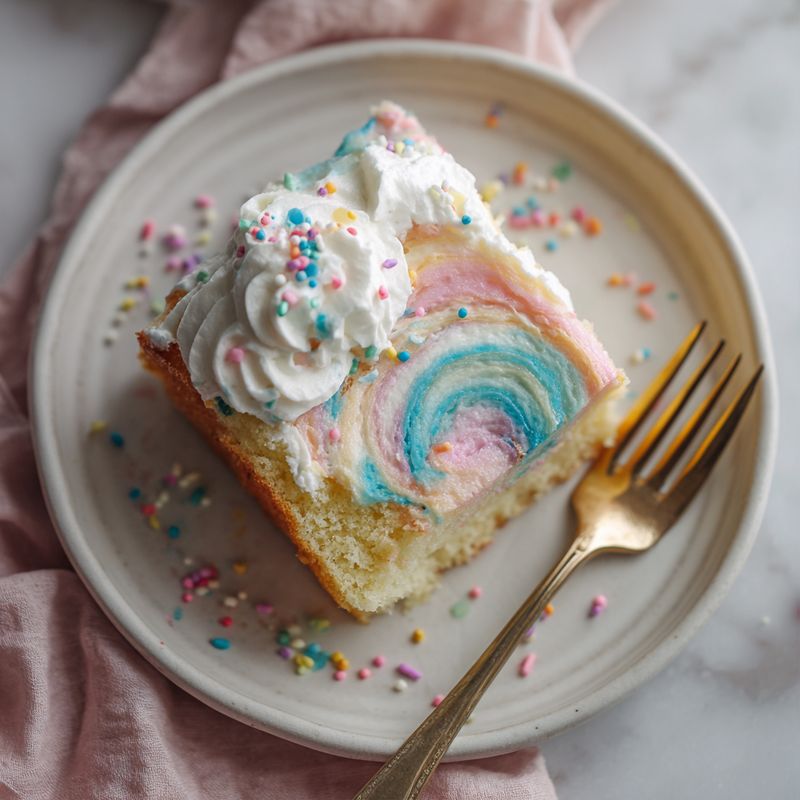 Easy Easter Poke Cake with Pastel Pudding Swirls