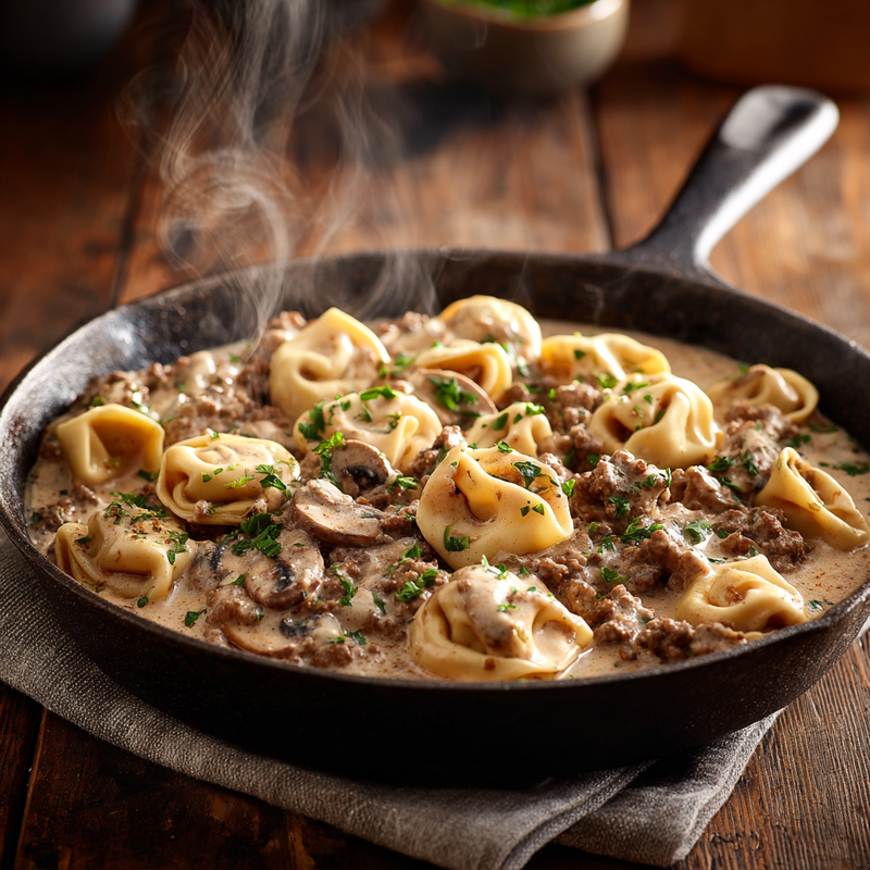 30-Minute Creamy Beef Stroganoff Tortellini Recipe